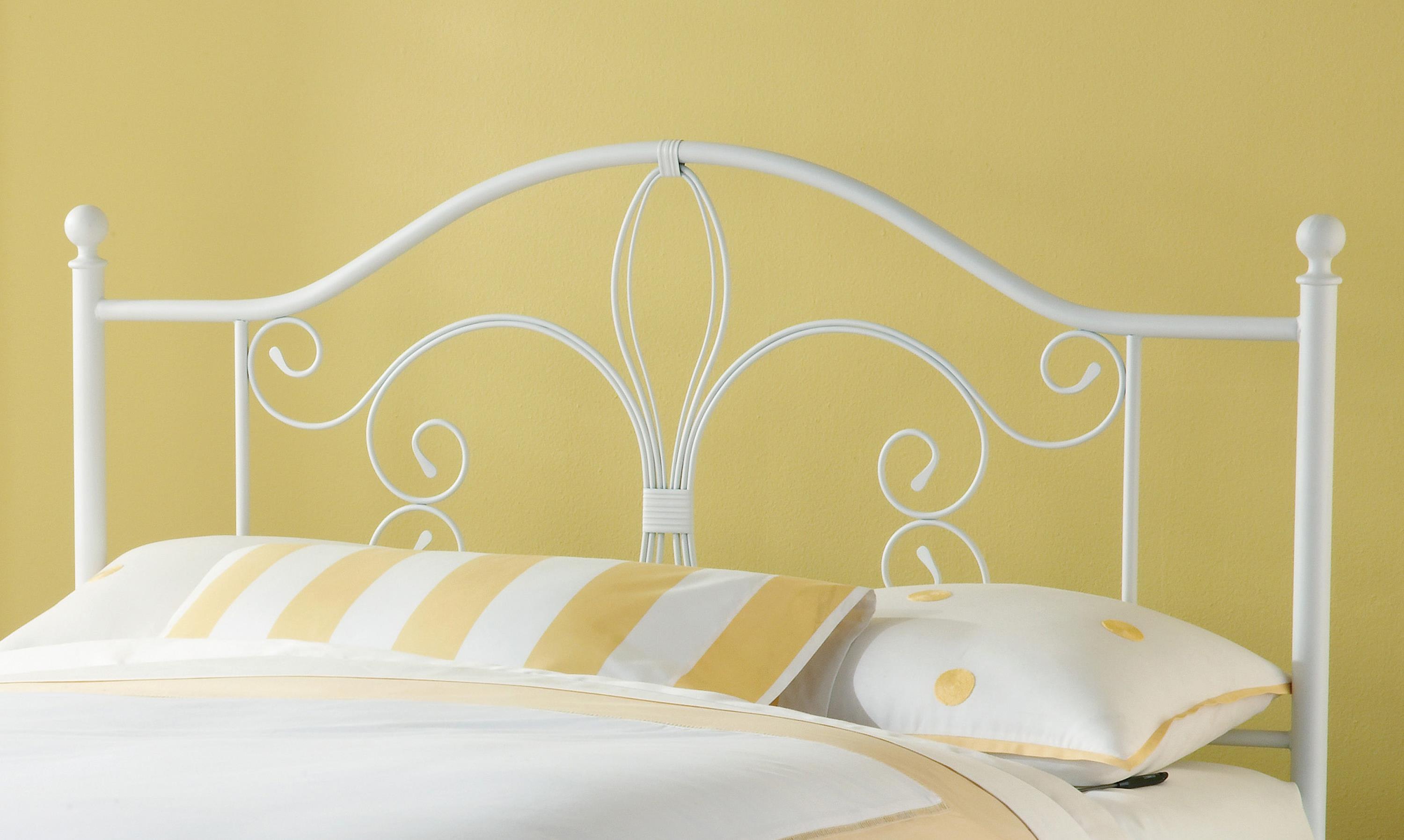 Queen white top metal headboard